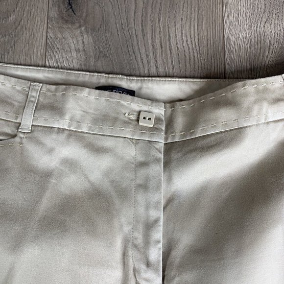 Claudia EV Cropped Pants Womens 12 Bown Solid Zip Square Button Close Stitching - Picture 8 of 9